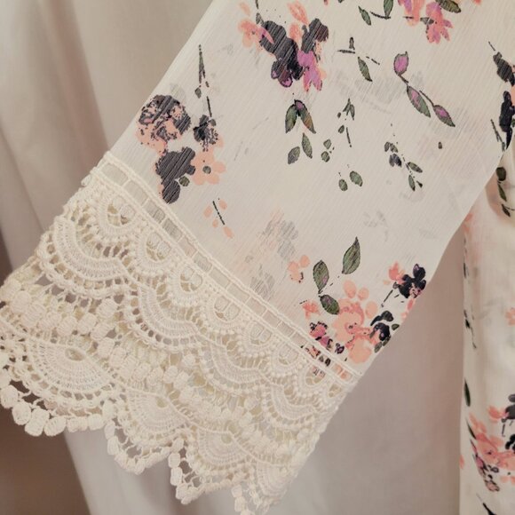 Mason & Belle XXL Open Flowy Kimono cover Up LONG Lace feminine Sheer robe EUC - Picture 5 of 9